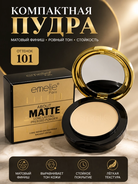 Emelie Paris About Matte Long Lasting Pressed Powder kompakt upasi
