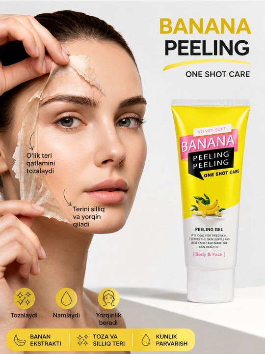 The Act Banana Peeling, banan ekstraktli yuz va tana uchun piling skrab-gel - 