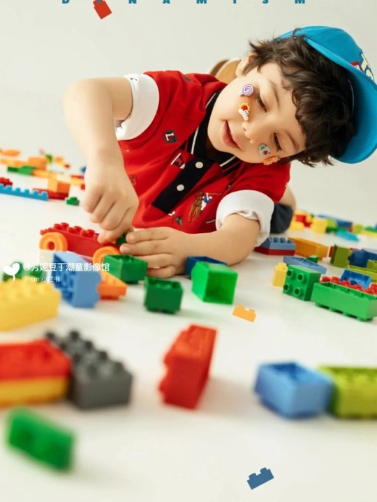BRICKS konstruktor kubiklari saqlash chelagi bilan, bolalar uchun lego