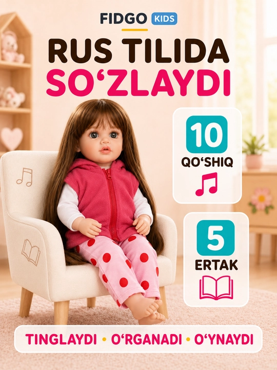 FIDGO BABY Lovely qo‘g‘irchog‘i, 55 sm, silikon, realistik xususiyatlarga ega