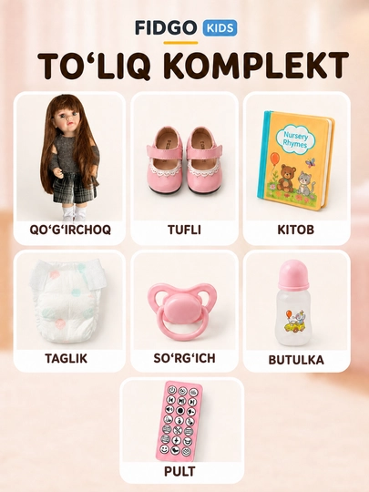 FIDGO BABY Lovely qo‘g‘irchog‘i, 55 sm, silikon, realistik xususiyatlarga ega
