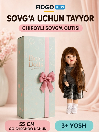 FIDGO BABY Lovely qo‘g‘irchog‘i, 55 sm, silikon, realistik xususiyatlarga ega