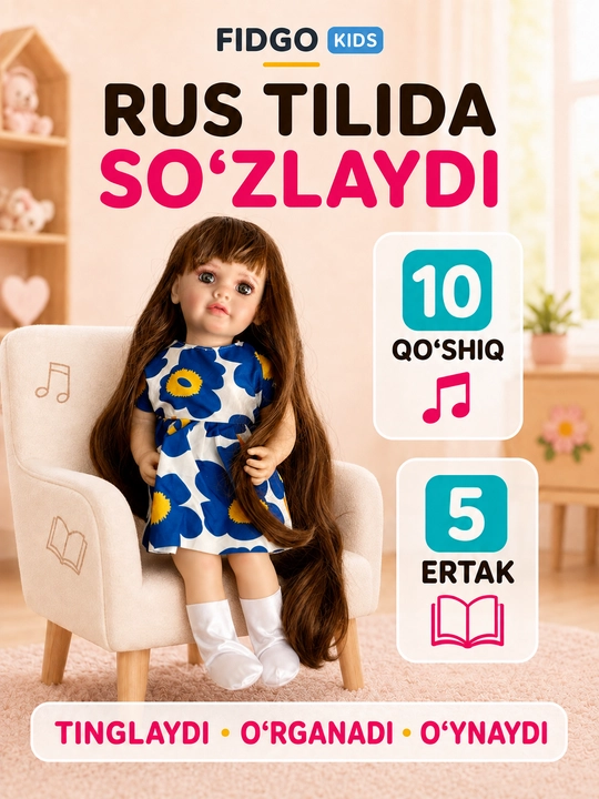 FIDGO BABY Lovely qo‘g‘irchog‘i, 55 sm, silikon, realistik xususiyatlarga ega