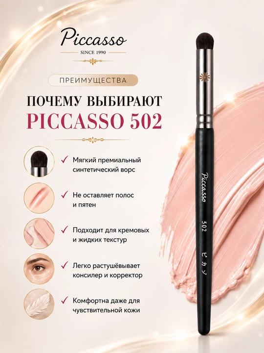 Piccasso professional, tabiiy va sintetik tukli pardoz mo‘yqalamlari