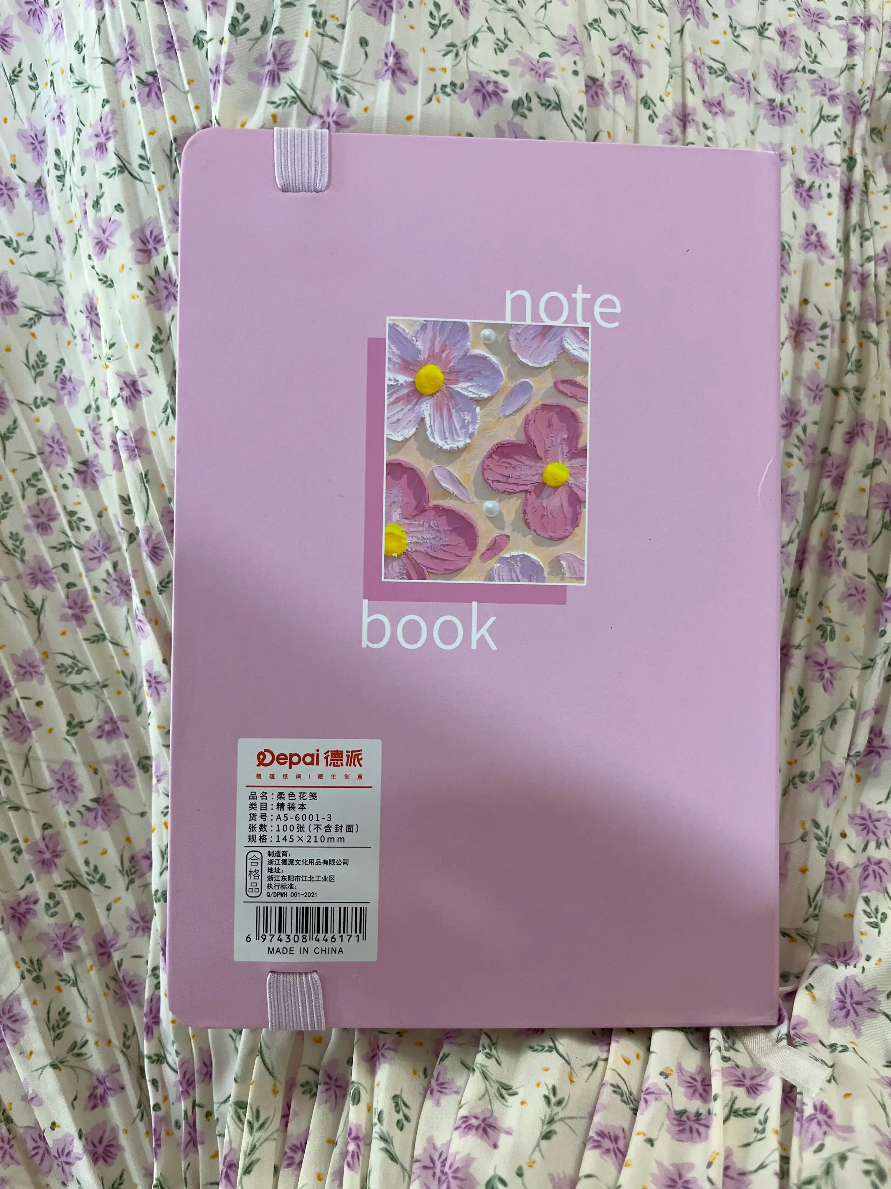 Qattiq muqovali bloknot A5, 145×210 mm, 100 varoq, Pintereststyle gulli ,4 xil dizayn, chiziqli