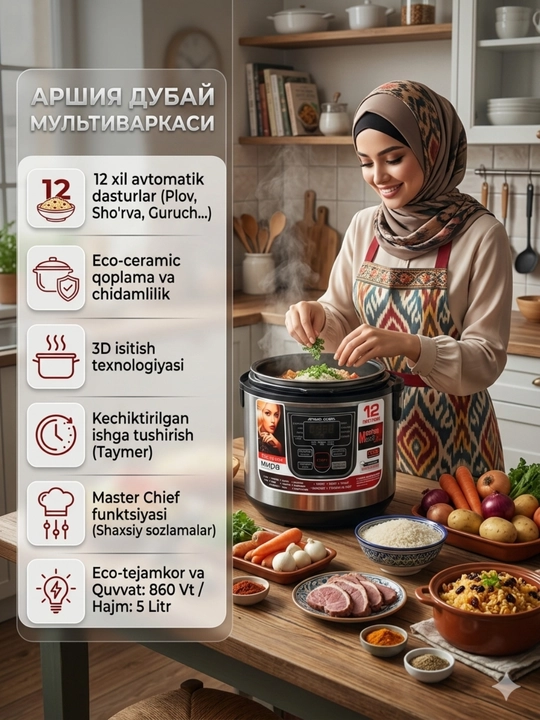 AршиаDubay Мультиварка, 21 способ приготовления, 900 watt - 