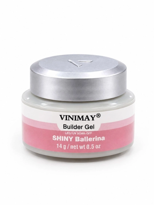 VINIMAY Builder Gel Shiny Ballerina tirnoq uzaytirish geli, pushti shimmer, 14 g