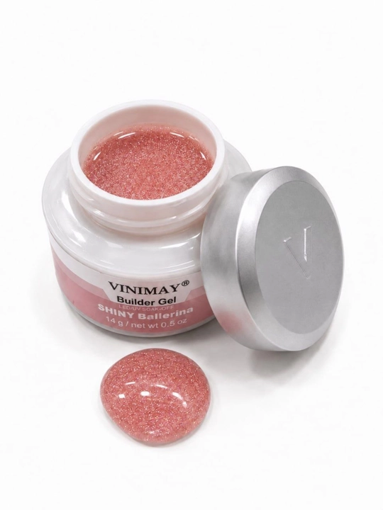 VINIMAY Builder Gel Shiny Ballerina tirnoq uzaytirish geli, pushti shimmer, 14 g