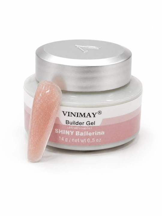 VINIMAY Builder Gel Shiny Ballerina tirnoq uzaytirish geli, pushti shimmer, 14 g