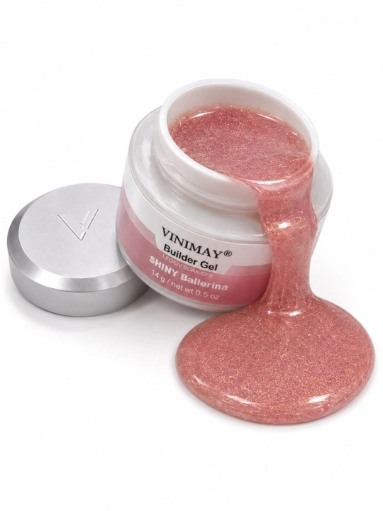 VINIMAY Builder Gel Shiny Ballerina tirnoq uzaytirish geli, pushti shimmer, 14 g