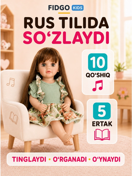FIDGO BABY Lovely qo‘g‘irchog‘i, 55 sm, silikon, realistik xususiyatlarga ega
