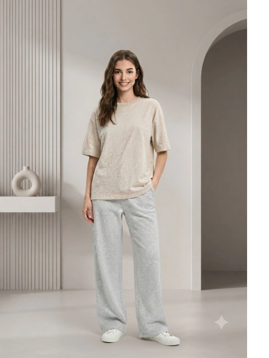 Летняя двойка в спортивном стиле oversize для женщин — Набор футболки и брюк