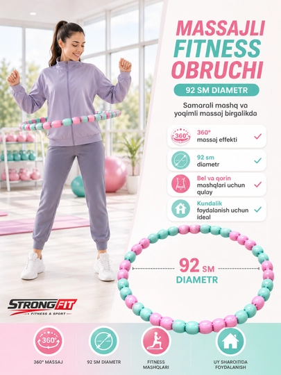Massaj obruchi halqa - vazn yo'qotish va orqa mushaklarini mustahkamlash uchun