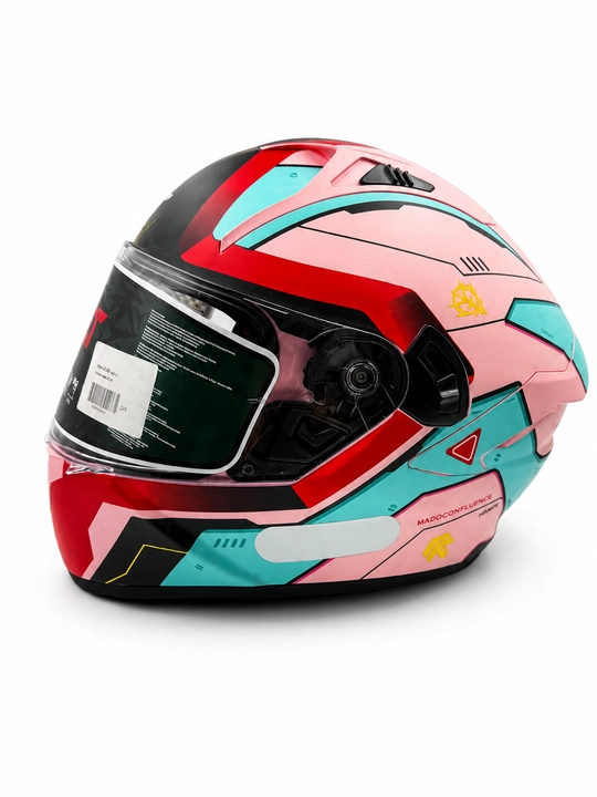 Мотошлем интегральный DEFT MOTO MODEL-A003 с двойным визором, розово-красный