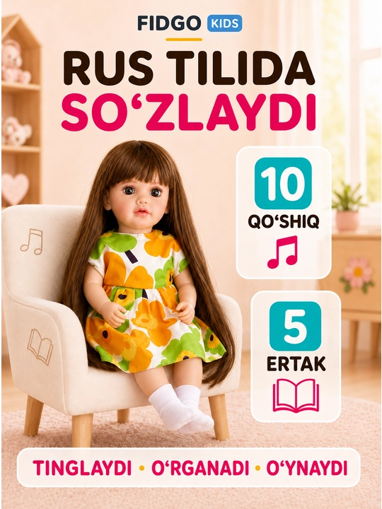 FIDGO BABY Lovely qo‘g‘irchog‘i, 55 sm, silikon, realistik xususiyatlarga ega