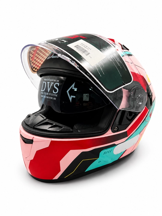 Мотошлем интегральный DEFT MOTO MODEL-A003 с двойным визором, розово-красный