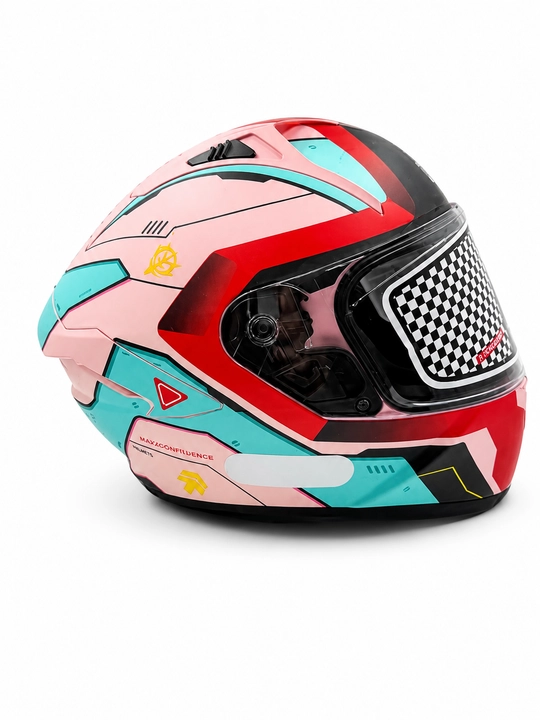 Мотошлем интегральный DEFT MOTO MODEL-A003 с двойным визором, розово-красный
