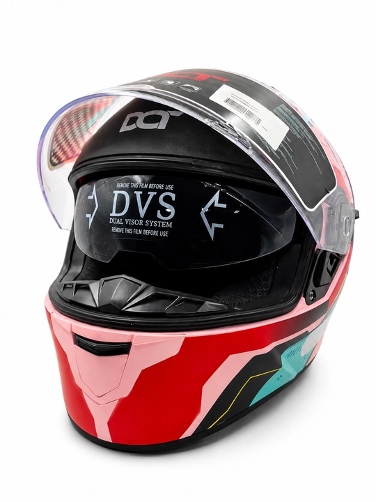 Мотошлем интегральный DEFT MOTO MODEL-A003 с двойным визором, розово-красный