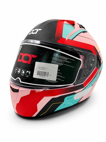 Мотошлем интегральный DEFT MOTO MODEL-A003 с двойным визором, розово-красный