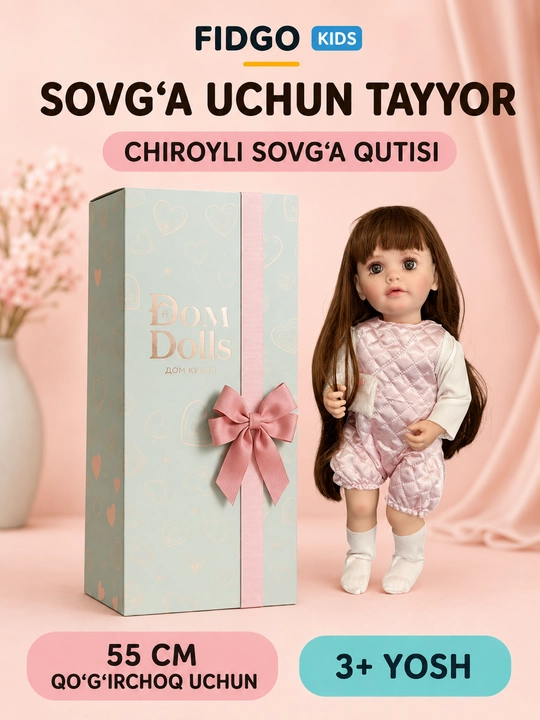 FIDGO BABY Lovely qo‘g‘irchog‘i, 55 sm, silikon, realistik xususiyatlarga ega