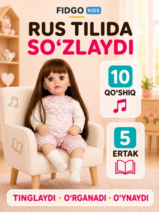 FIDGO BABY Lovely qo‘g‘irchog‘i, 55 sm, silikon, realistik xususiyatlarga ega