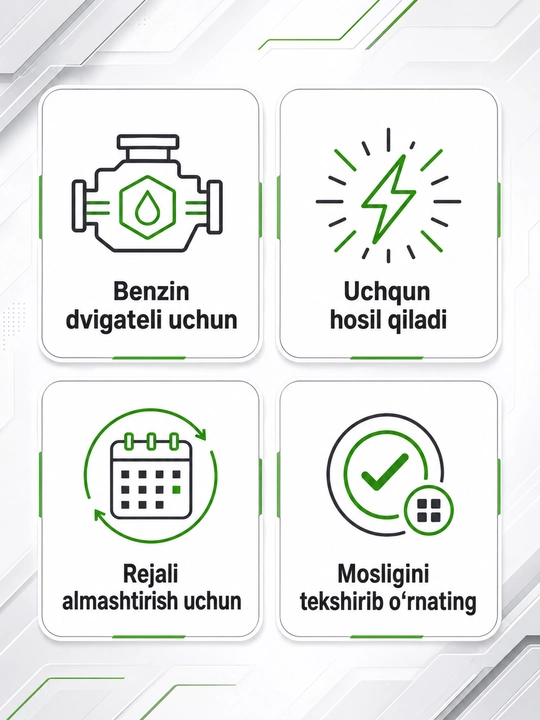 GM yondirish shamlari benzin dvigateli uchun, metall korpusli, 4 dona to‘plam