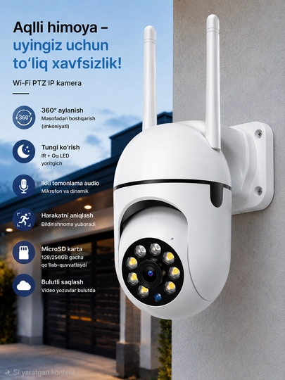Умная Wi-Fi камера, камеры видеонаблюдения, камера 360 Full HD — VIPTECH-PINGCAM-БЕЛЫЙ