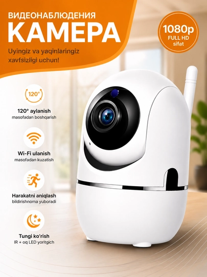 Умная Wi-Fi камера, камеры видеонаблюдения, камера 360 Full HD — VIPTECH-PINGCAM-СЕРЫЙ