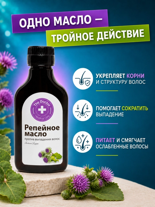 Domashniy Doktor soch parvarishi uchun repey yog‘i, 100 ml
