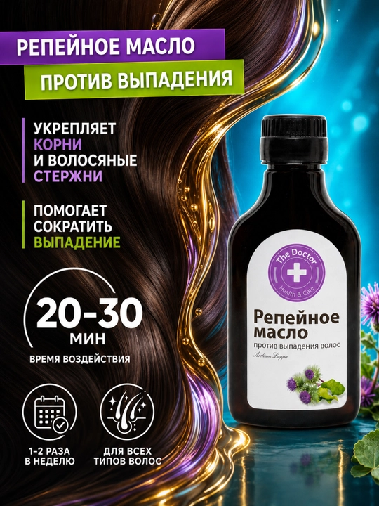 Domashniy Doktor soch parvarishi uchun repey yog‘i, 100 ml