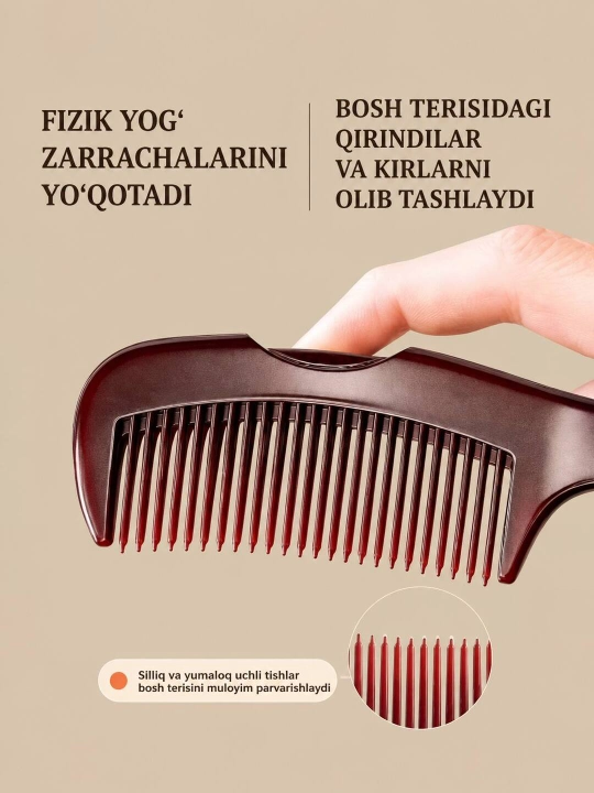 Bosh terisi uchun massaj tarog‘i, sochni tozalovchi taroq, soch parvarishi va bosh massaji