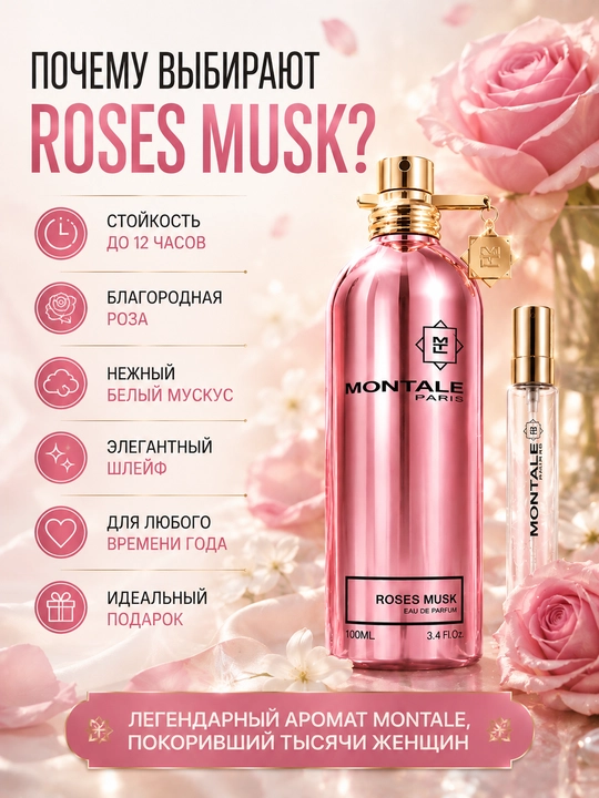 Montale Roses Musk atirlar ayollar, mushk iforli ayollar atirlari