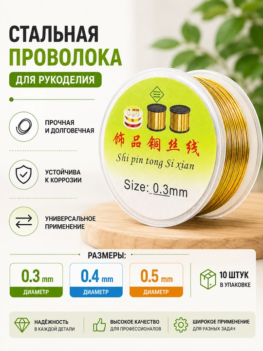 Золотой проволока, без кадмия, для шитья и творчества - 