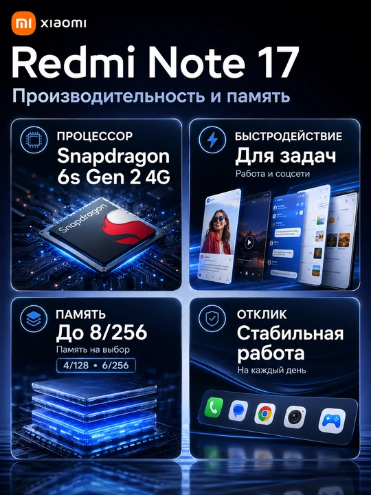 Xiaomi Redmi Note 17 4G smartfoni, 8/256 GB, 7700 mAh, 45 Vt, 6.99″ 120 Hz