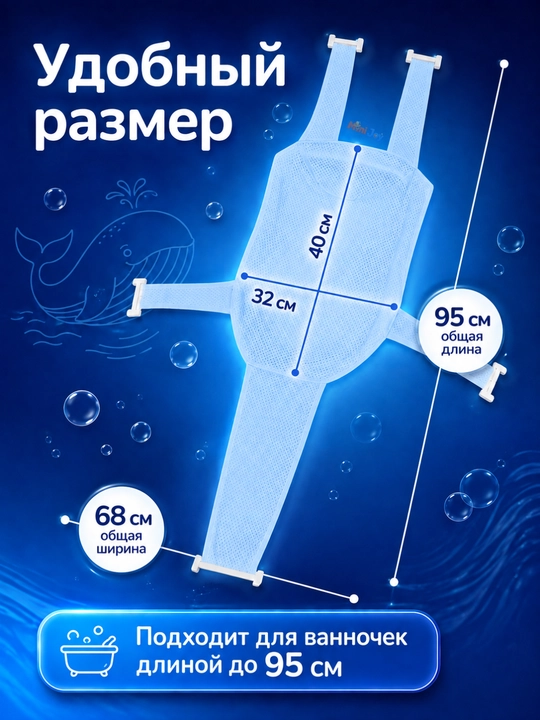 Гамак для купания новорождённых 0+, cетка в ванночку, универсальный размер
