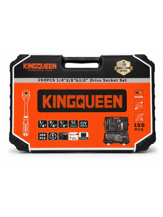 Набор инструментов KINGQUEEN 150 предметов, 1/4, 3/8 и 1/2 дюйма, CR-V