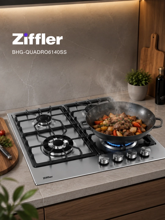 Gaz Panel Ziffler, 4 ta konforka, 3.8 kW WOK, cho'yan panjara, avto yondirgich