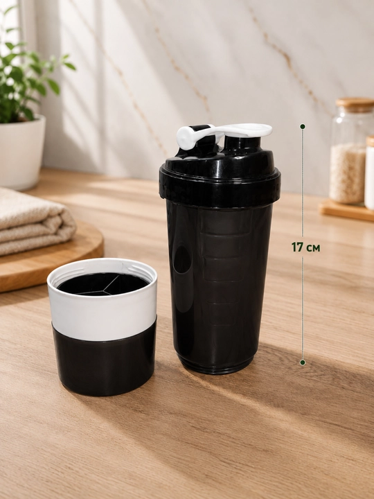 600 ml Sheyker  Protein va Sport Ichimliklari uchun Shaker  Qo'shimcha Konteynerli