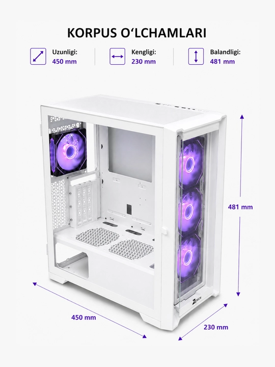 Компьютерный кейс ZTTECH G40 Grand Max White - 
