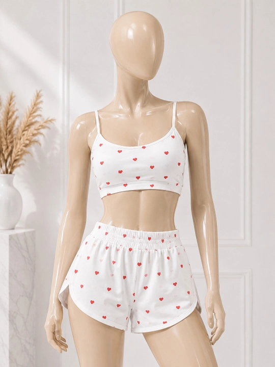 Ayollar uchun paxtali trikotaj top va shortikli pijama to‘plam