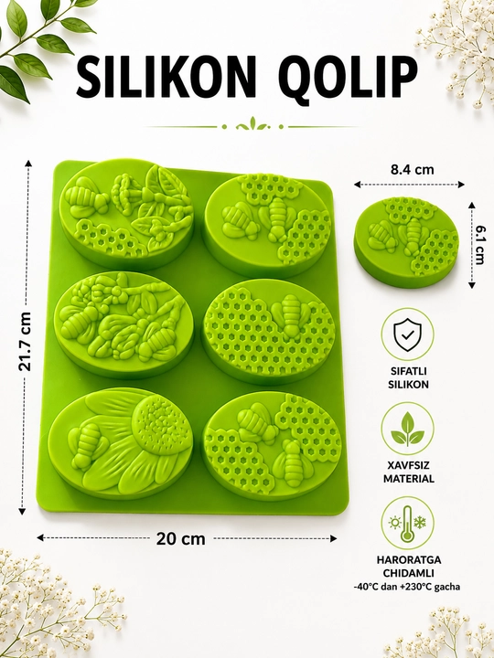 Sovun uchun silikon qolip, qo‘lda tayyorlangan sovun uchun silikon qolip - 