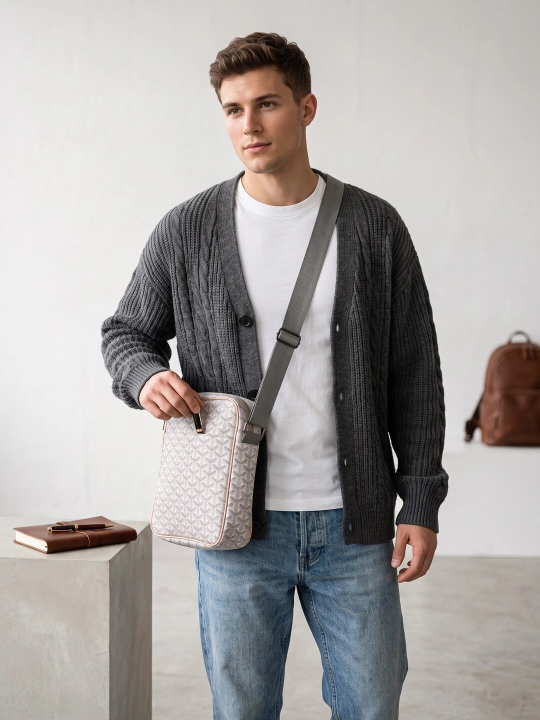 Мужская сумка через плечо, в стиле Goyard