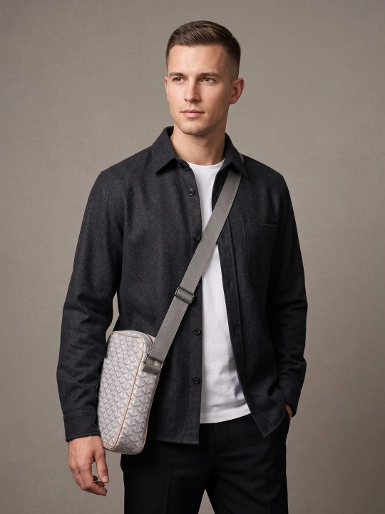 Мужская сумка через плечо, в стиле Goyard