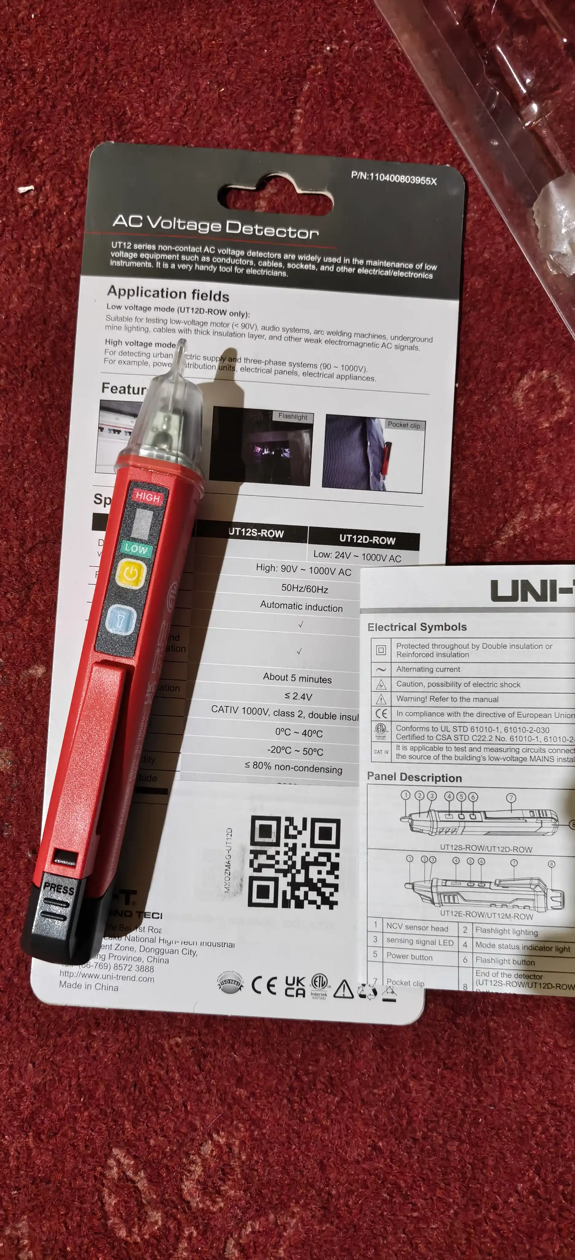 Kontaktsiz detektor, indikator UNI-T UT12D