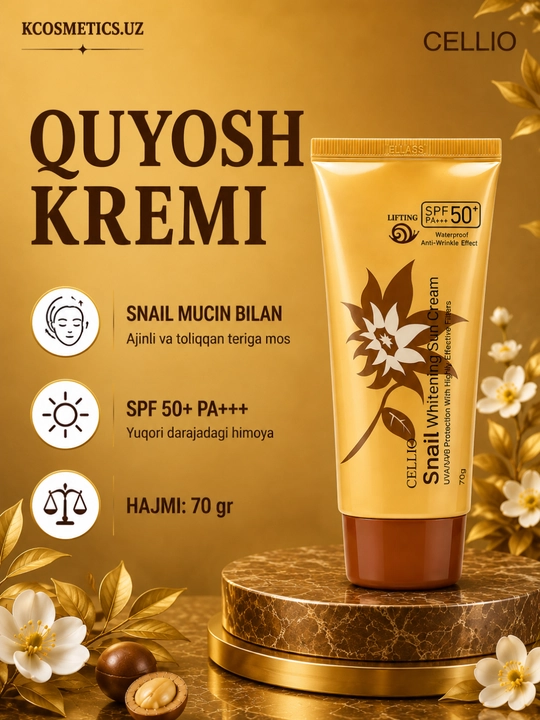 Quyoshdan himoyalovchi SPF 50+, namlantiruvchi,oziqlantiruvchi zagar krem, Cellio - 