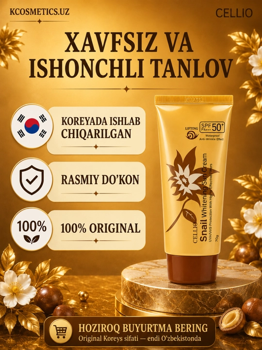 Quyoshdan himoyalovchi SPF 50+, namlantiruvchi,oziqlantiruvchi zagar krem, Cellio