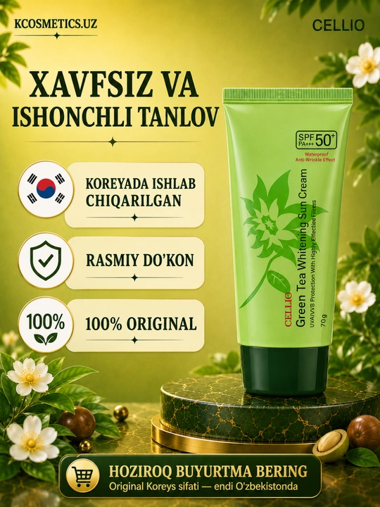 Yuz uchun namlantiruvchi va quyoshdan himoya qiluvchi krem, Dr.Cellio 98%, SPF 50+, Koreya