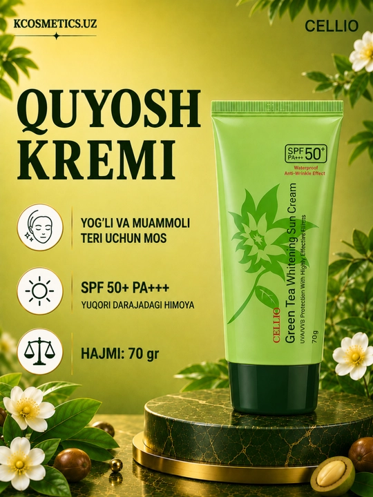 Yuz uchun namlantiruvchi va quyoshdan himoya qiluvchi krem, Dr.Cellio 98%, SPF 50+, Koreya