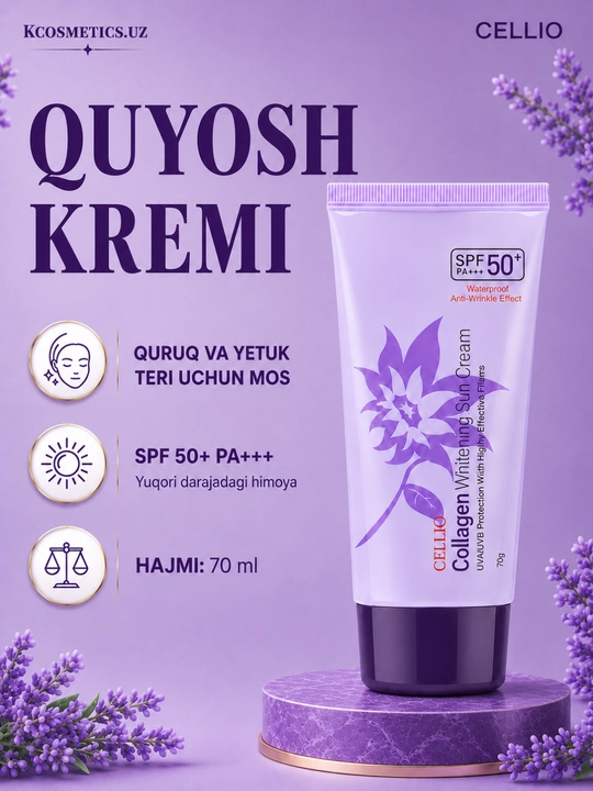 Yuz uchun namlantiruvchi va quyoshdan himoya qiluvchi krem, Dr.Cellio 98%, SPF 50+, Koreya
