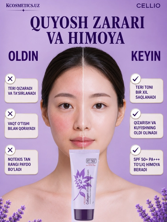 Yuz uchun namlantiruvchi va quyoshdan himoya qiluvchi krem, Dr.Cellio 98%, SPF 50+, Koreya